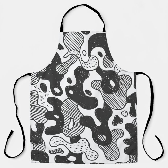 abstrakte Doodart Tarnung, schwarz Schürze (Vorderseite)