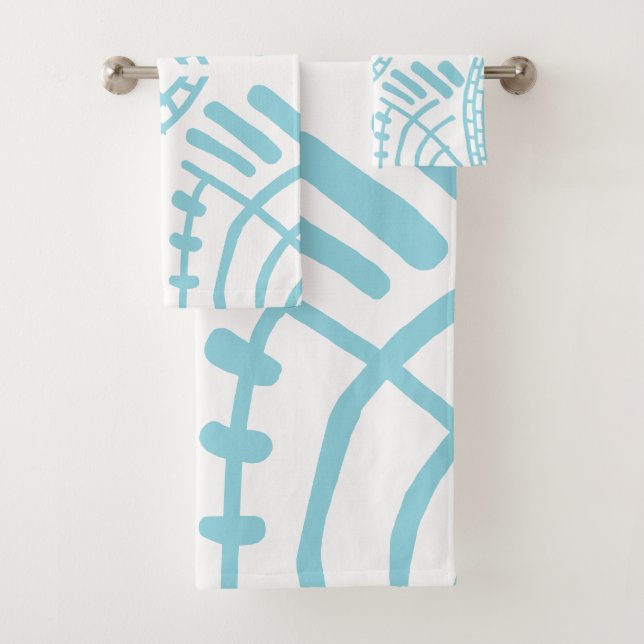abstrakte Doodle blau-weiß modern Badhandtuch Set (Insitu)