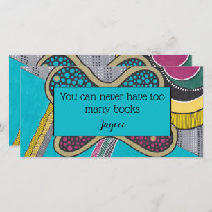 Abstrakte Doodle, helle Farben, Buchmarke Dankeskarte