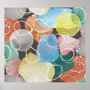 Abstrakte Doodles: Minimalistische Wasserfarbe Kun Poster