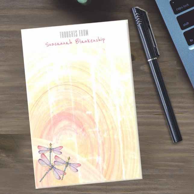 Abstrakte Dragonfische über Pastellfarben Post-it Klebezettel (4" x 6" custom dragon fly design)