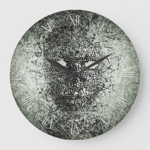 Abstrakte Drahtmaske Große Wanduhr