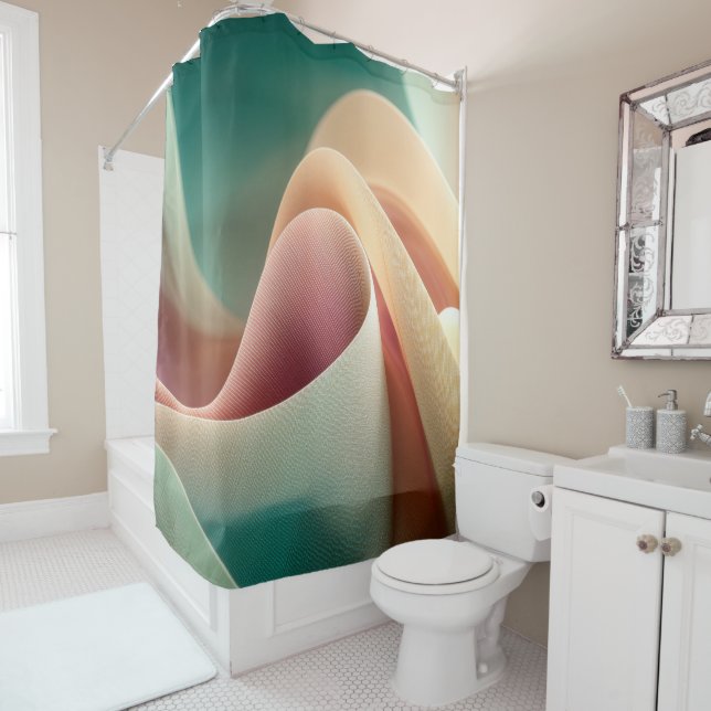 Abstrakte Draperie mit pastellfarbenem Gradientenf Duschvorhang (Beispiel)
