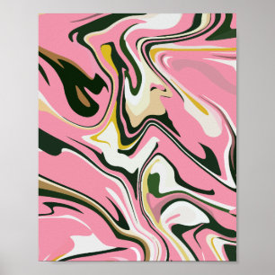 Abstrakte Drehkunst mit rosa, weiß und schwarz Poster