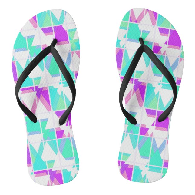 Abstrakte Dreiecke geometrisch modernes Muster Flip Flops (Fußbett)