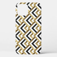 Abstrakte Dreiecke: Gold Black Seamless