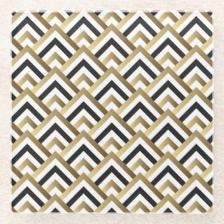 Abstrakte Dreiecke: Gold Black Seamless Glasuntersetzer