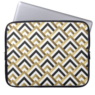 Abstrakte Dreiecke: Gold Black Seamless Laptopschutzhülle