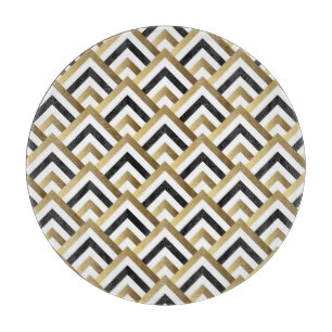 Abstrakte Dreiecke: Gold Black Seamless Schneidebrett