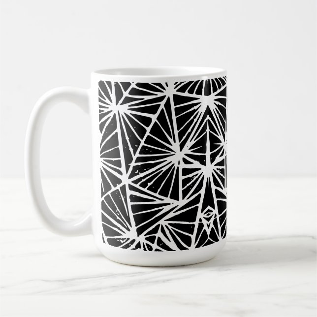 Abstrakte Dreiecke Linoschnitt Kaffeetasse (Links)