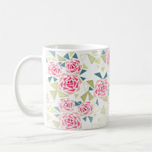 Abstrakte Dreiecke Rosen modernes Mosaik-Muster Kaffeetasse