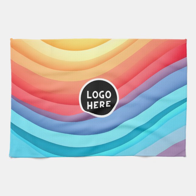 Abstrakte dynamische Regenbogenwälder | Logo hinzu Geschirrtuch (Horizontal)
