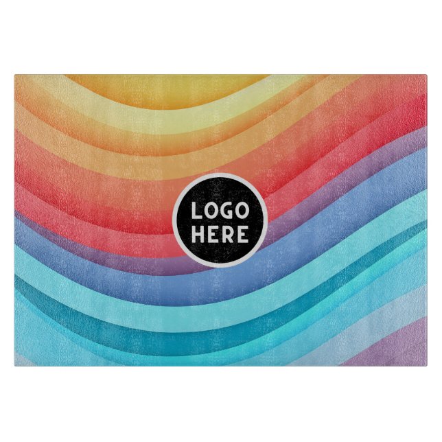 Abstrakte dynamische Regenbogenwälder | Logo hinzu Schneidebrett (Vorderseite)