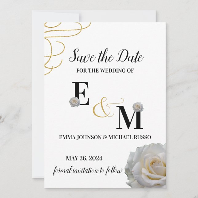 Abstrakte Einfache Rosenbriefe Hochzeit Save The Date (Vorderseite)