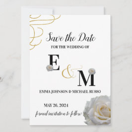Abstrakte Einfache Rosenbriefe Hochzeit Save The Date