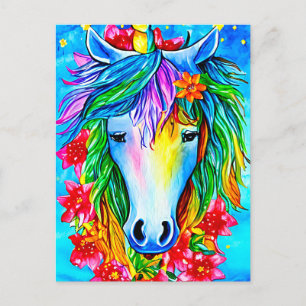 Abstrakte Einhorn-Blume Aquarell Kunst, Dichtung Postkarte