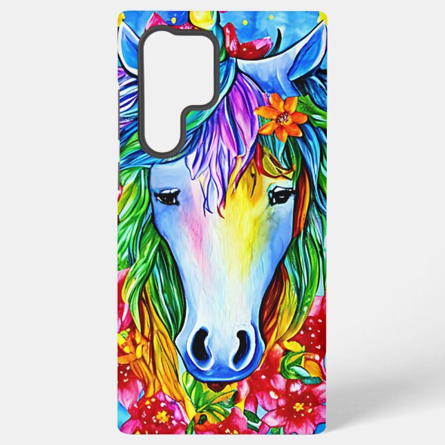 Abstrakte Einhorn Blume Aquarell Samsung Galaxy Hülle (Rückseite)