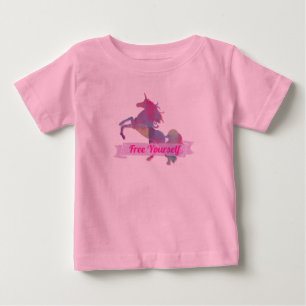 Abstrakte Einhorn-Silhouette in Rosa Pastell Baby T-shirt