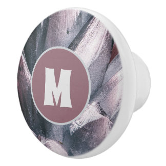 Abstrakte, einzigartige Silber-Ananas-Spitzen Keramikknauf