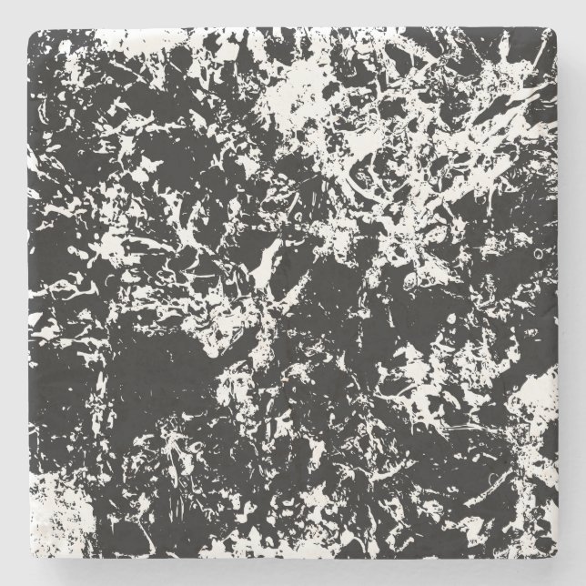 Abstrakte Eisbildung in Schwarz und Weiß Steinuntersetzer (Vorderseite)