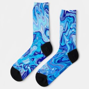 Abstrakte Eisblaue Marmortextur Flüssiges Metall Socken