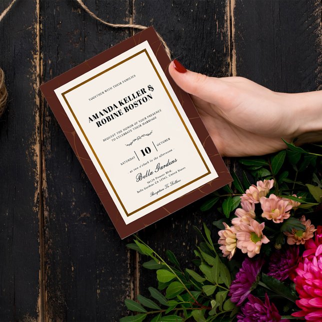 Abstrakte Elegance Golden Frame Wedding Einladung (Von Creator hochgeladen)