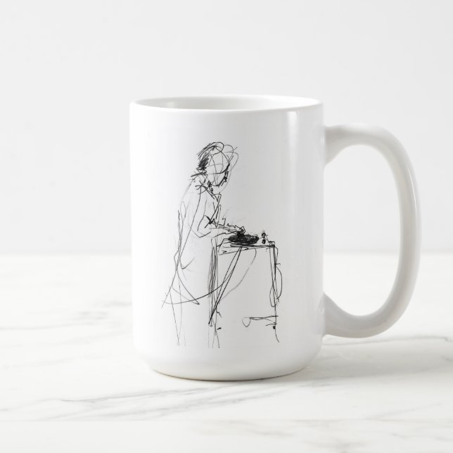 Abstrakte Elegant DJ Player Sketch Kaffeetasse (Rechts)