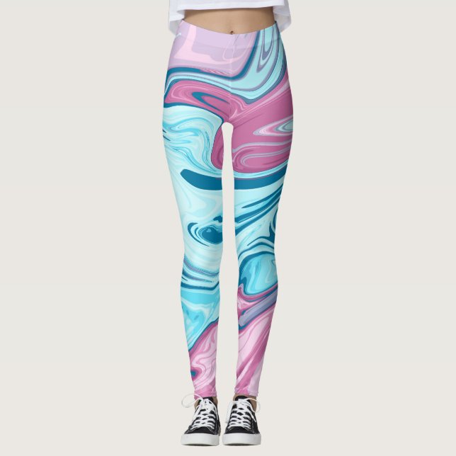 Abstrakte, elegante Fließstruktur aus flüssigem Ma Leggings (Vorderseite)