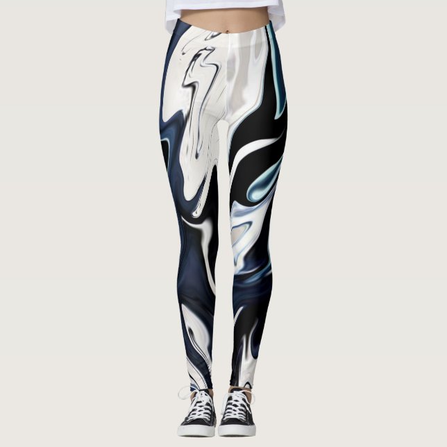 Abstrakte, elegante Fließstruktur aus flüssigem Ma Leggings (Vorderseite)