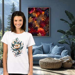 Abstrakte elegante Lotusblumen-Kunst T-Shirt