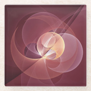 Abstrakte Elegante Moderne Weinrote Fraktal-Kunst Glasuntersetzer