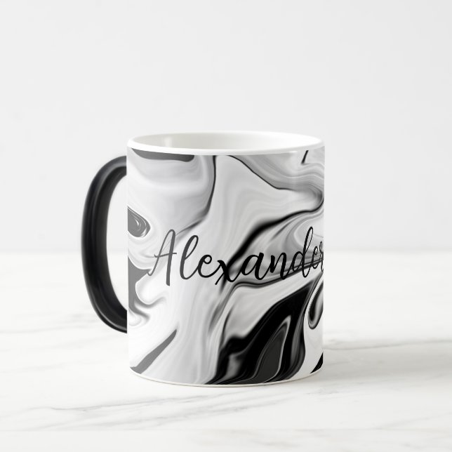 Abstrakte, elegante Retrofarben, digitale Fließtex Verwandlungstasse (Vorderseite Links)