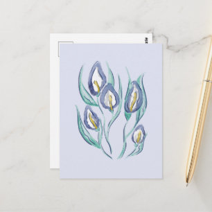 Abstrakte Eleganz: Aquarell-Lila-Kalla-Lilien Postkarte