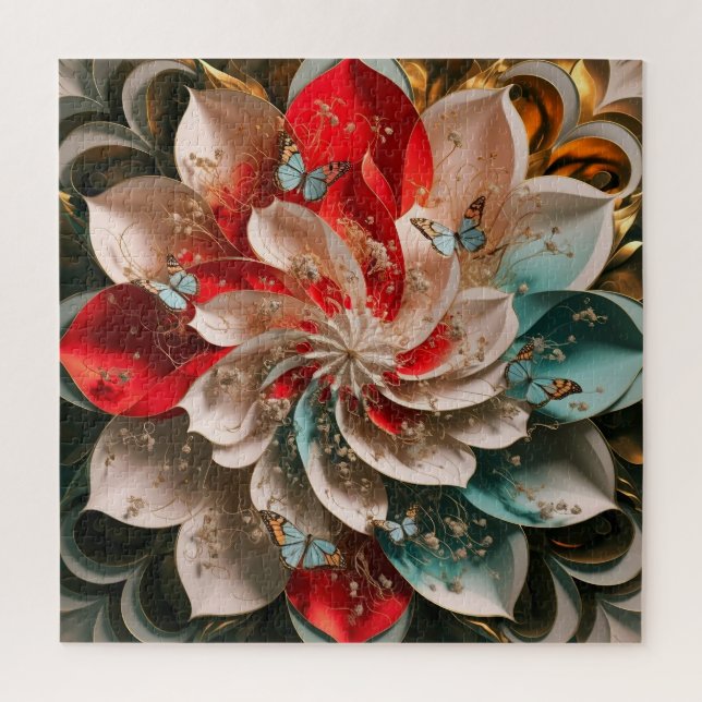 Abstrakte Eleganz: Eine rätselhafte Frau in Mohnbl Puzzle (Vertikal)