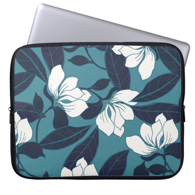 Abstrakte Eleganz mit Blumenhintergrund.  Laptopschutzhülle (Vorderseite)