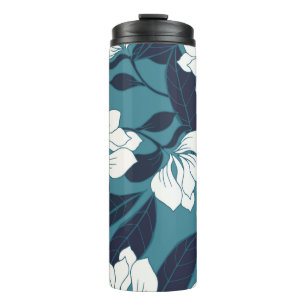 Abstrakte Eleganz mit Blumenhintergrund. Thermosbecher