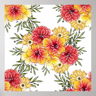 Abstrakte Eleganz, nahtloses Muster mit Blumenbezu Poster