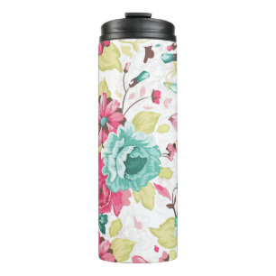 Abstrakte Eleganz Nahtloses Muster mit Blumenbezug Thermosbecher