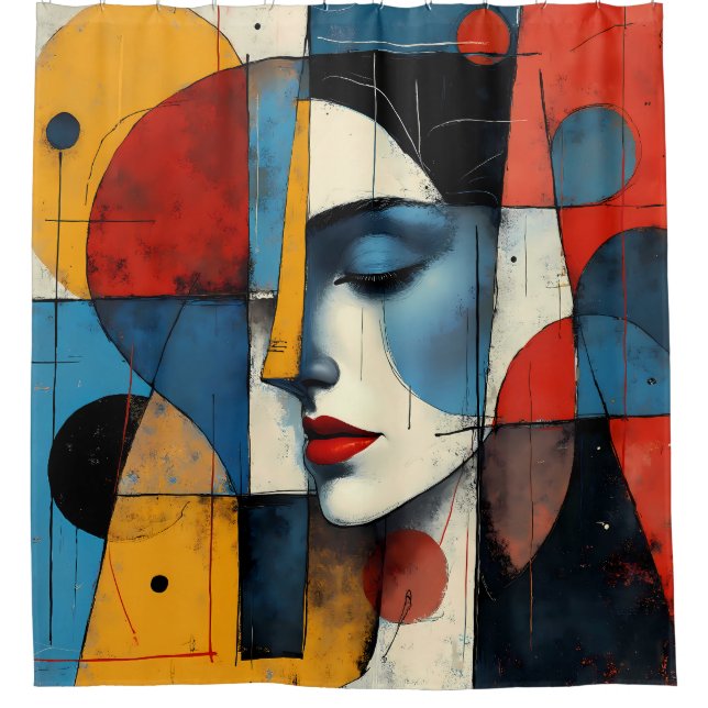 Abstrakte Eleganz: Portrait der Künstlerin Duschvorhang (Vorderseite)