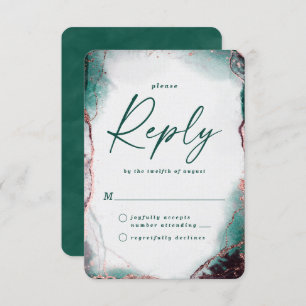Abstrakte Emerald Green Wedding RSVP Antwortkarte