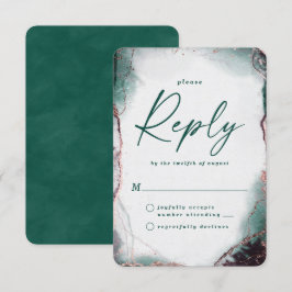 Abstrakte Emerald Green Wedding RSVP Antwortkarte Karte