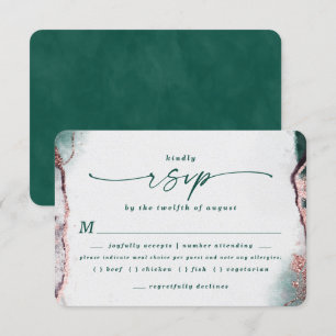 Abstrakte Emerald Wedding Meal Choice RSVP Karte