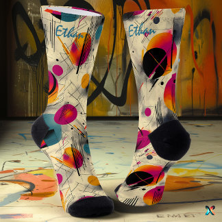 Abstrakte Energiesocken in Magenta, Orange und Aqu Socken