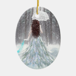 Abstrakte Engels-Winter-Schnee-Prinzessin Keramikornament