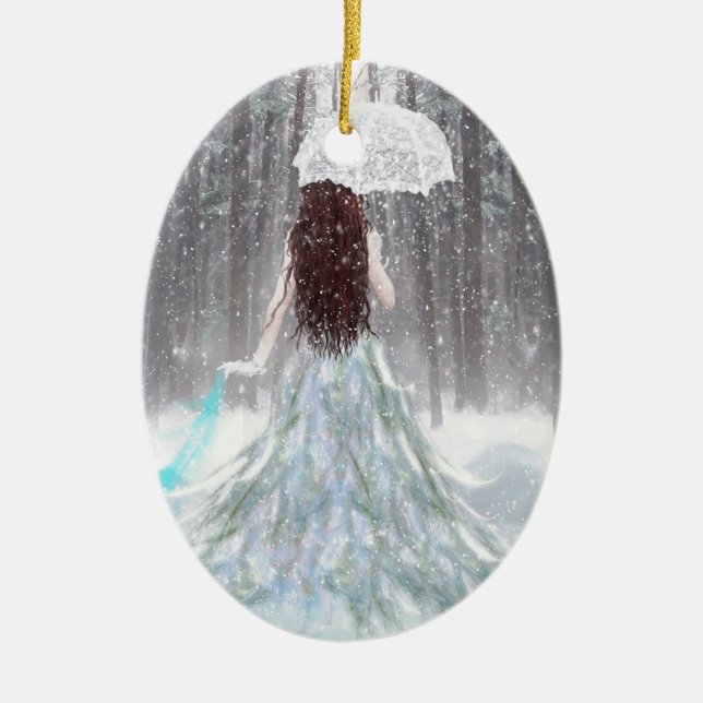 Abstrakte Engels-Winter-Schnee-Prinzessin Keramikornament (Vorne)