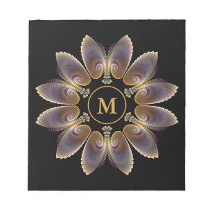 Abstrakte Engelsflügel Mandala Fraktal Monogramm Notizblock