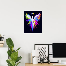 Abstrakte Engelsflügel mit Heiligenschein Poster