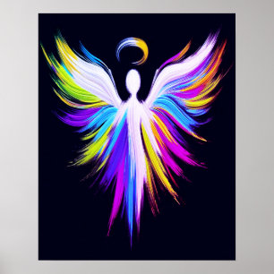 Abstrakte Engelsflügel mit Heiligenschein Poster