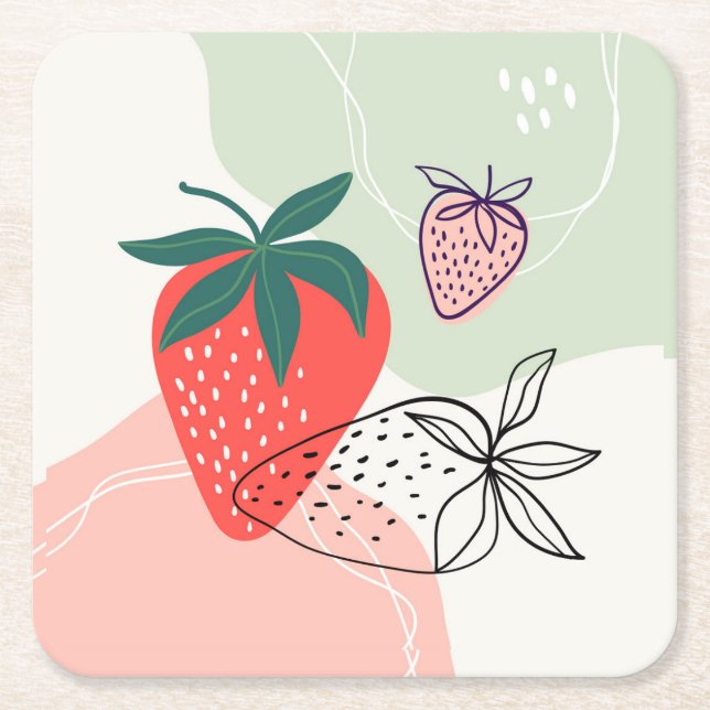Abstrakte Erdbeeren-Untersetzer Rechteckiger Pappuntersetzer (Vorderseite)