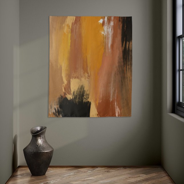 Abstrakte Erde Wandteppich (Abstract Grounded Earth tapestry displayed)